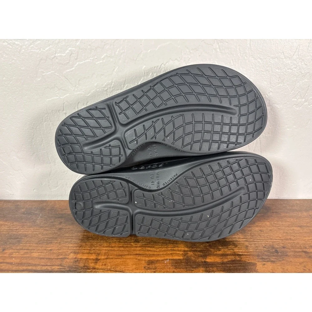 OOFOS OOahh Black Recovery Slide Sandals Mens 8 Womens 10 EU 41 Comfort Shoes